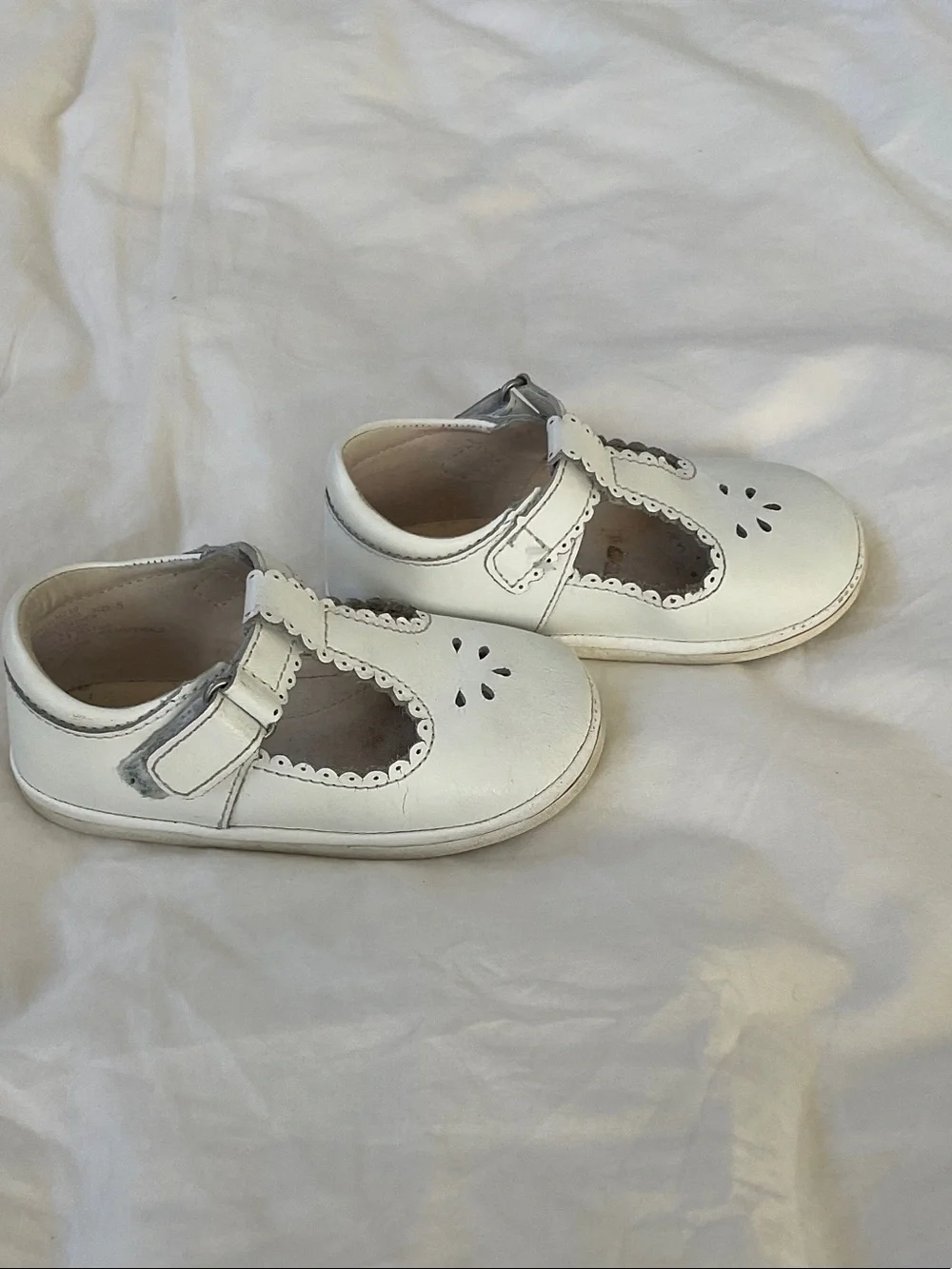 Angels White T‑Bar Dress Shoes for Kids